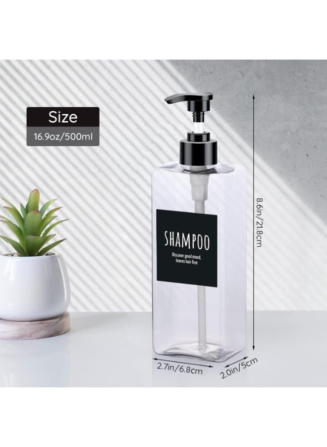 هومستر مجموعة ملء شامبو ومستحضرات العناية بالشعر، 3 عبوات، توزيع متجانس بضغط ناعم، تصميم مقاوم للتسرب بخيوط برغي، زجاجات بلاستيكية ممتلئة وقوسة ضد الانزلاق والتمزق، زجاجات دش مع ملصقات مضادة للانزلاق، منظم حمام لشامبو ومستحضرات العناية بالشعر وغسول الجسم، (شفافة/أسود، 500 مل) - Image 5